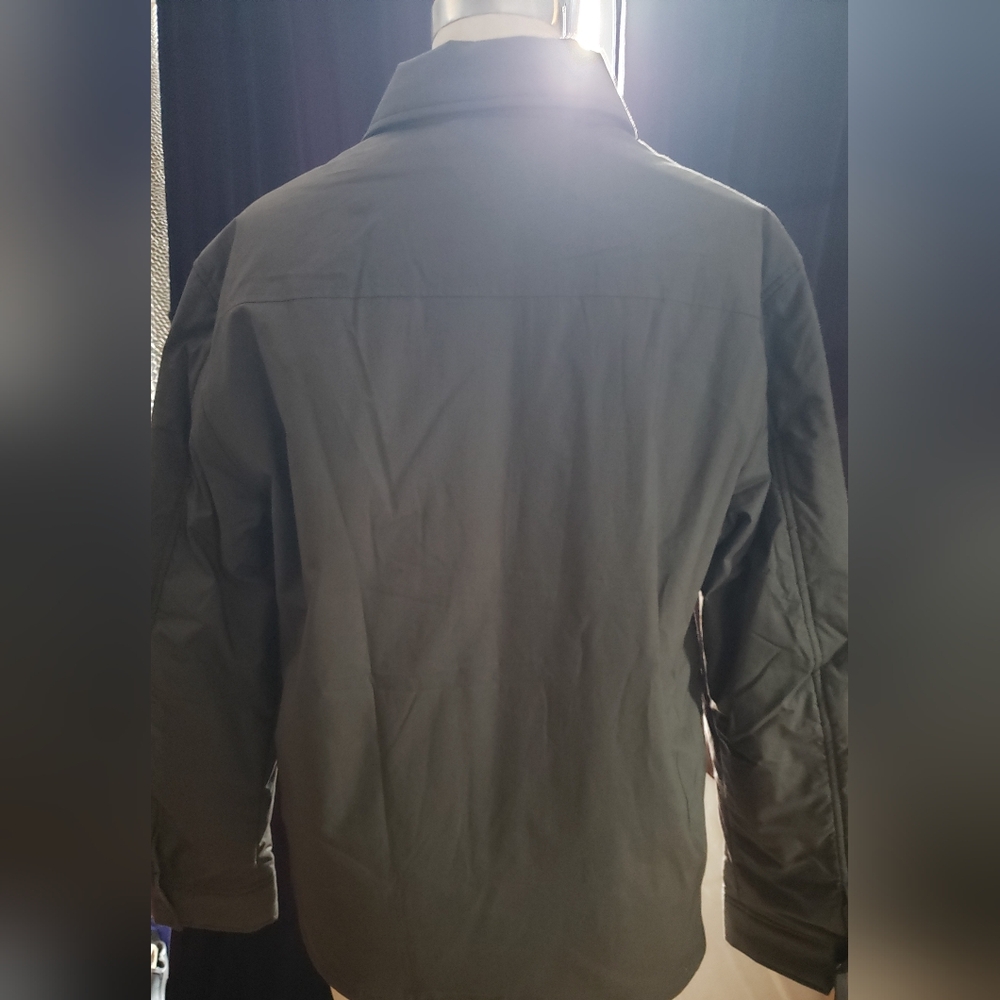 NWT Banana Republic oilve army green quilted snap up pockets 100% shirt jacket M - Picture 7 of 9